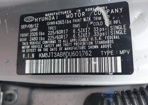 2013 Hyundai Tucson Gl z USA, uszkodzony, nr VIN KM8JT3AB8DU601762